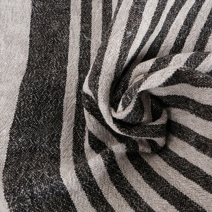 Black natur  - sack weave  - linen fabric - Provence - 474A