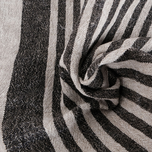 Black natur  - sack weave  - linen fabric - Provence - 474A