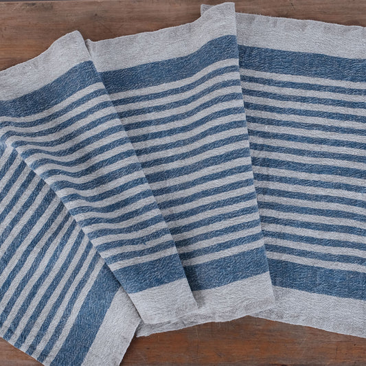 Blue navy & natur- sack weave - linen fabric - Provence - 480A