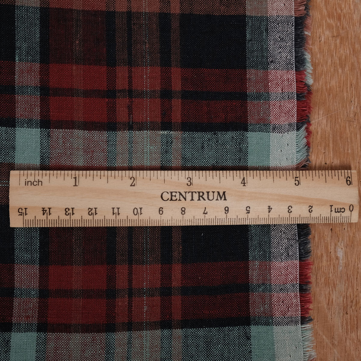 Finest light linen -  tartan red black - linen fabric - 481L