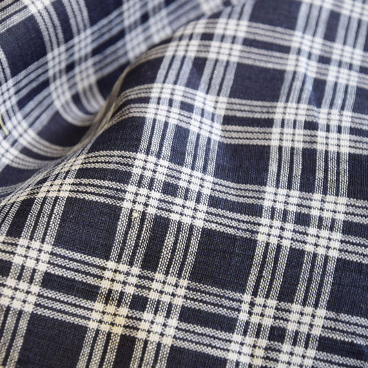 Finest light linen -  tartan black white - linen fabric - 491L