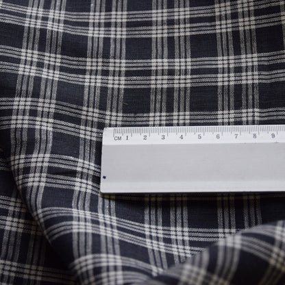 Finest light linen -  tartan black white - linen fabric - 491L