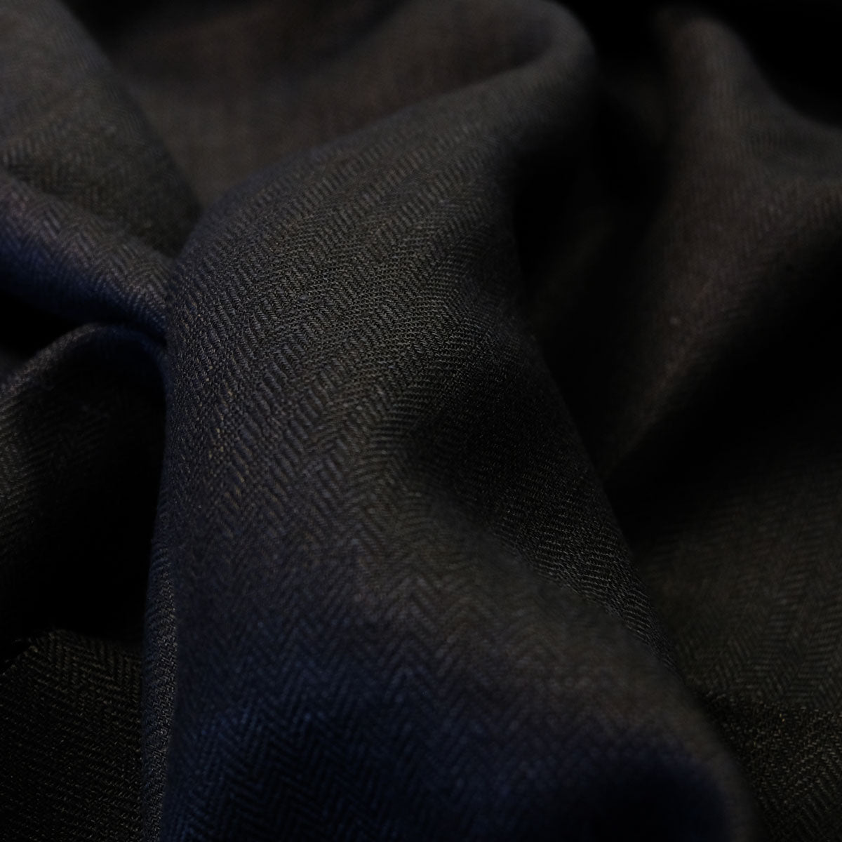 Herringbone - black - linen fabric - 796H