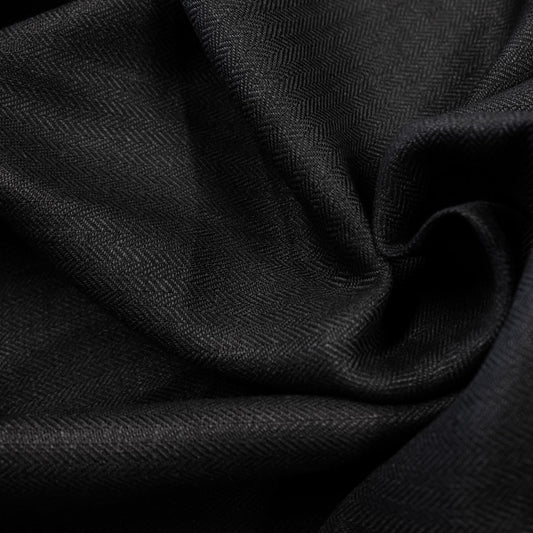 Herringbone - black - linen fabric - 796H