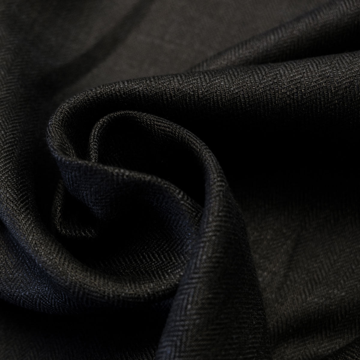 Herringbone - black - linen fabric - 796H