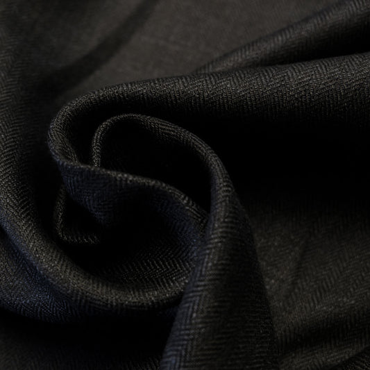 Herringbone - black - linen fabric - 796H