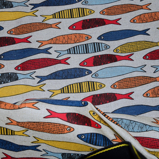 Print Fish -  Linen cotton blended fabric - 961P