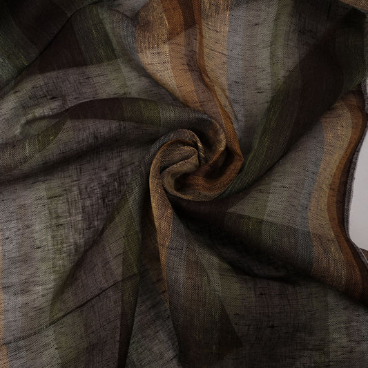 Sheer linen fabric - striped brown - 803SH