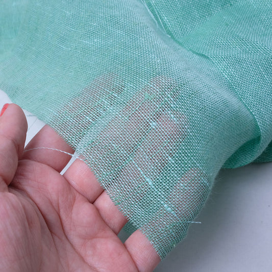 Sheer linen fabric - aqua green - 806SH