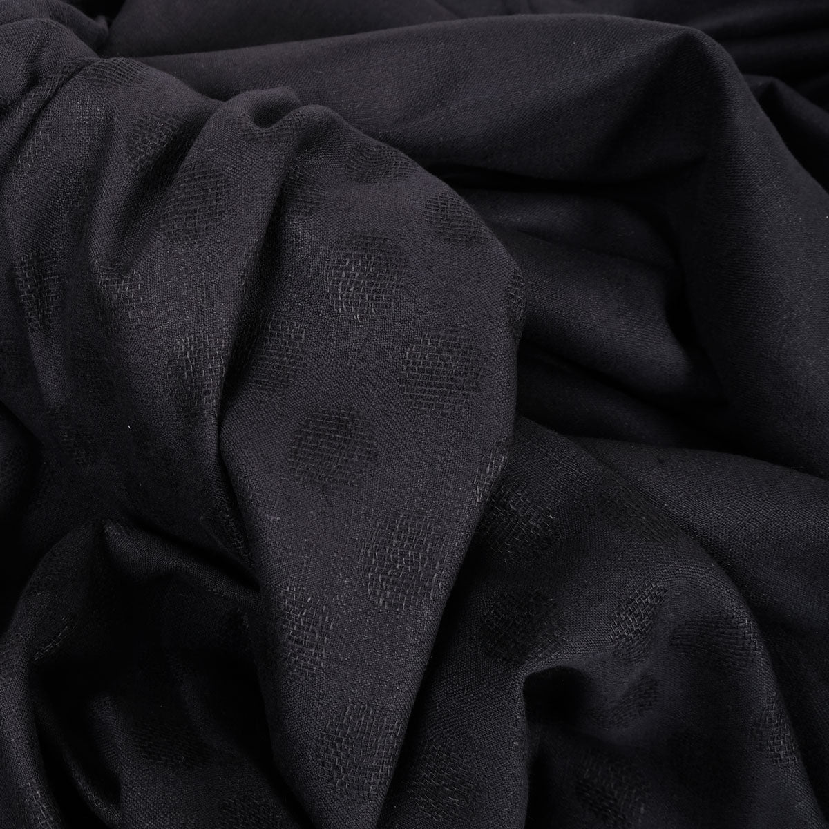 Polka dots black - linen fabric - 902H