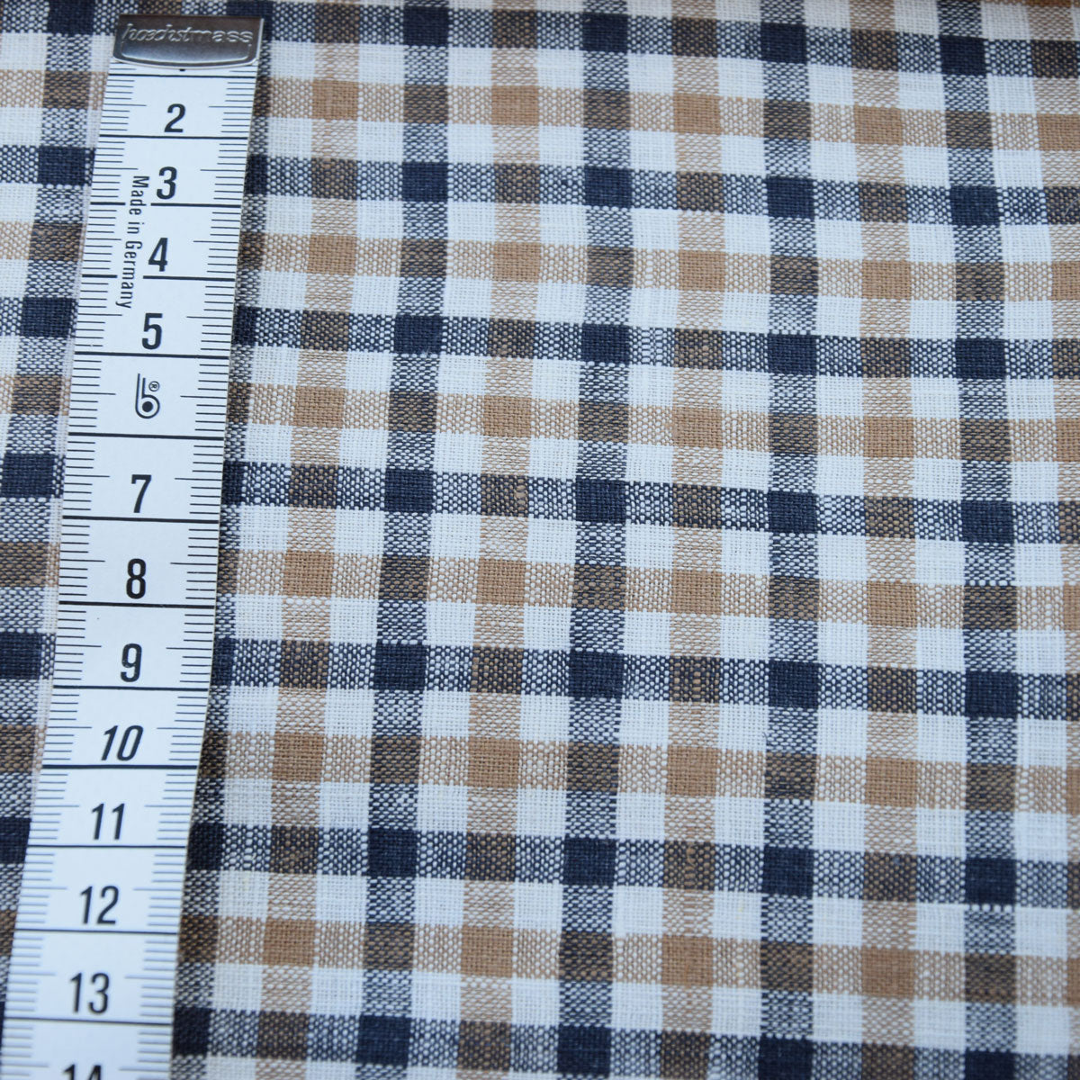 Gingham check brown - linen fabric - 219L