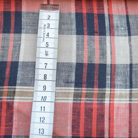Cowboy checks red - linen fabric - 567P