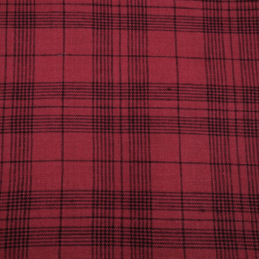 Tartan red - linen fabric - 561M