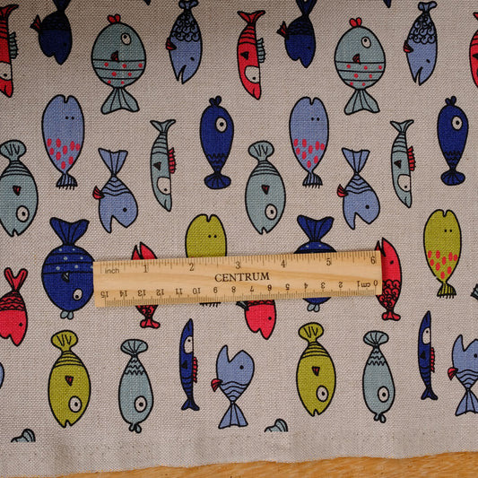 Fish print -  Linen cotton blended fabric - 086P