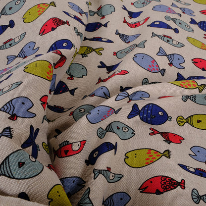 Fish print -  Linen cotton blended fabric - 086P