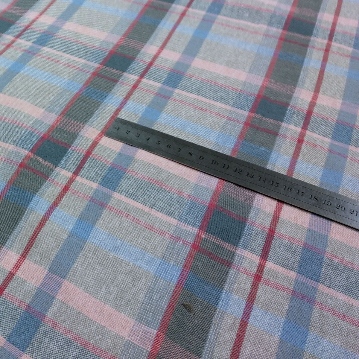 Tartain - blue grey bordo - linen fabric - 284M