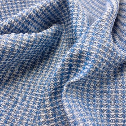 Waffle - blue - semi linen fabric - 525CL