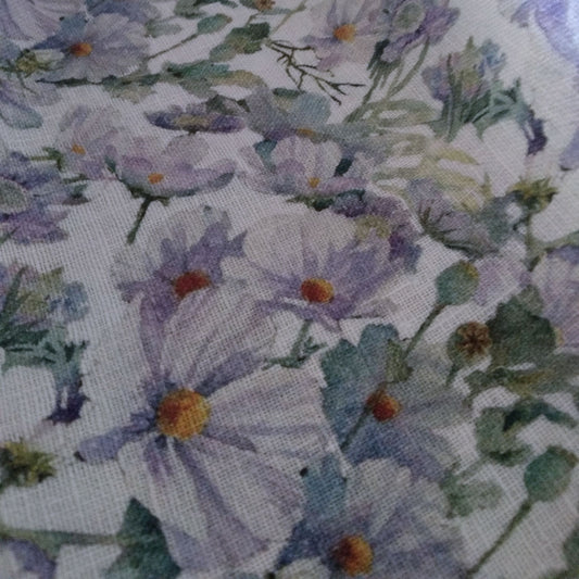 Violet flower print on natural - 0530P