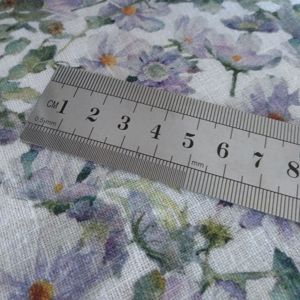 Violet flower print on natural - 0530P