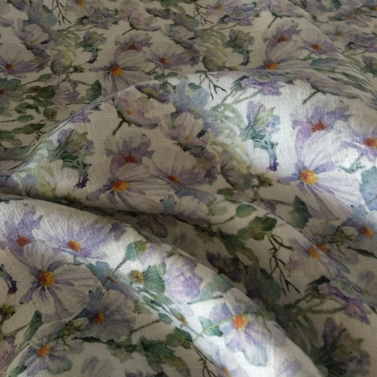 Violet flower print on natural - 0530P