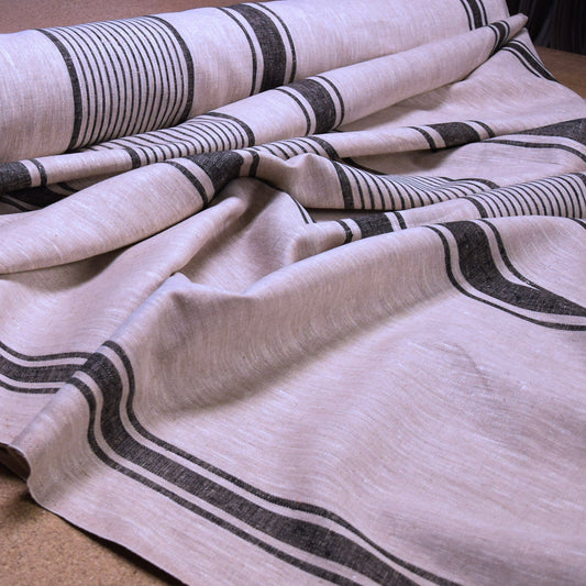 Village black - linen fabric -  234H