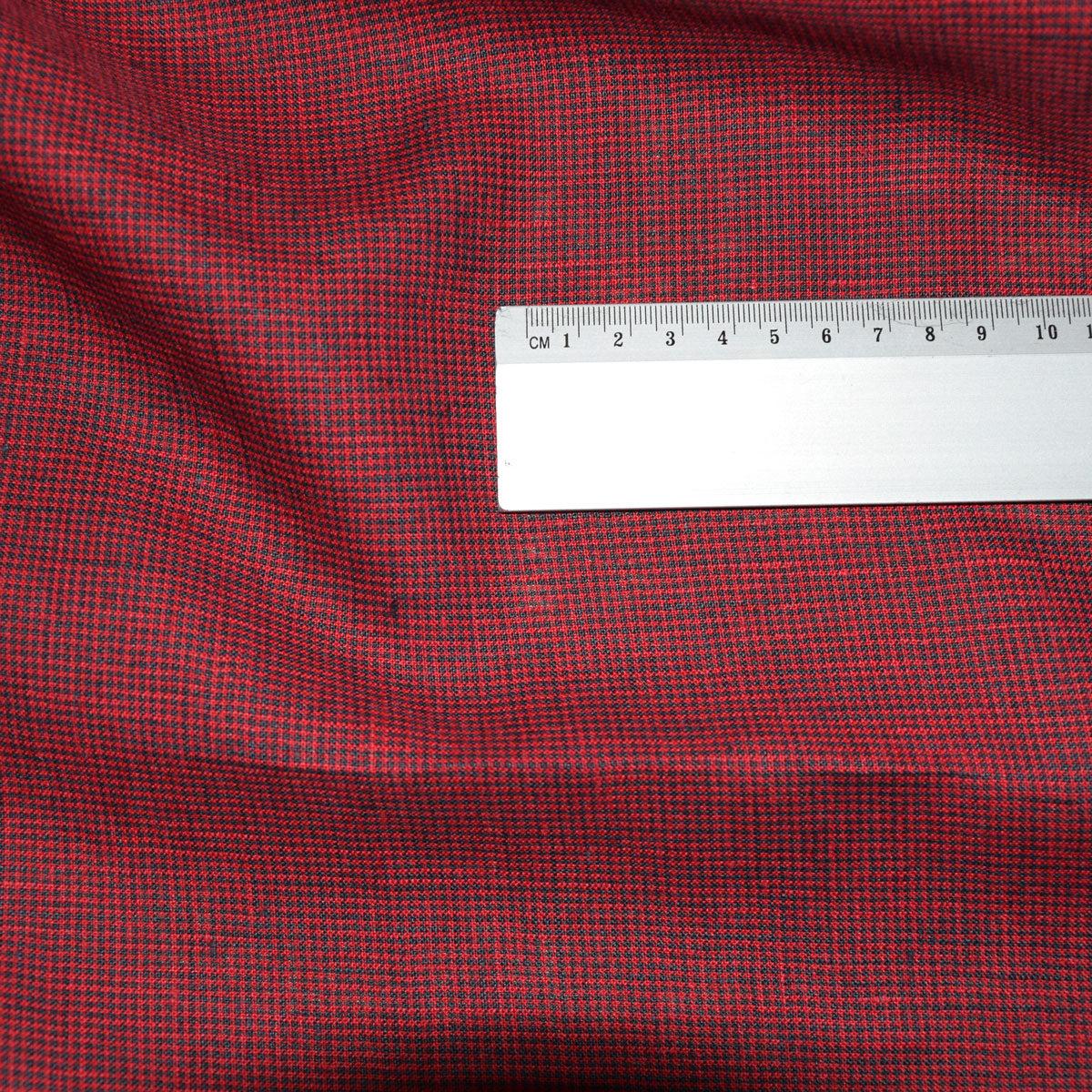 Houndstooth red - linen fabric - 462L