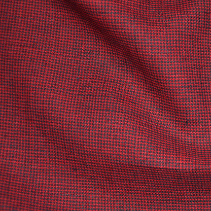 Houndstooth red - linen fabric - 462L