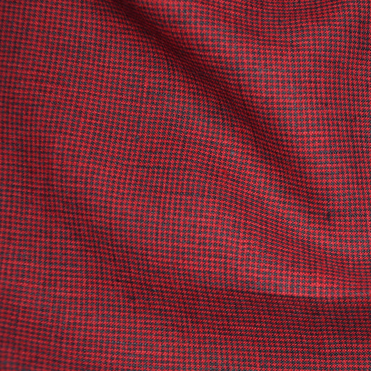 Houndstooth red - linen fabric - 462L