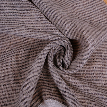 Sheer linen fabric - grey black striped - 495L