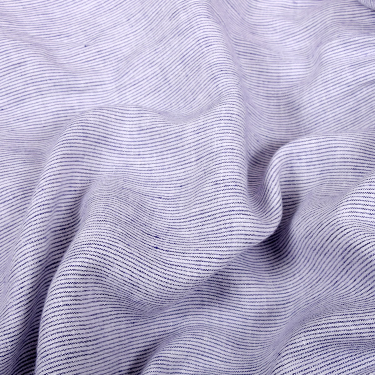 Mini stripes - blue white - linen fabric - 272P