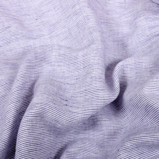 Mini stripes - blue white - linen fabric - 272P