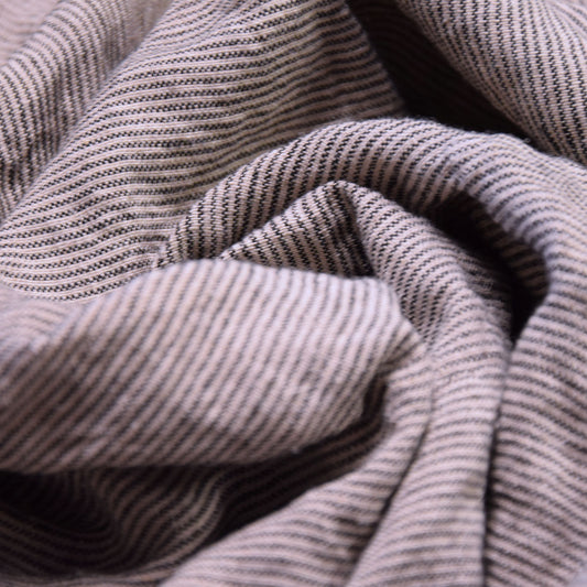 Mini stripes - linen fabric - black natur - 784M