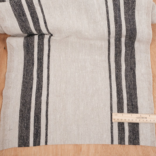 Black natur - sack weave  linen fabric - Grainsack - extra heavy 488A