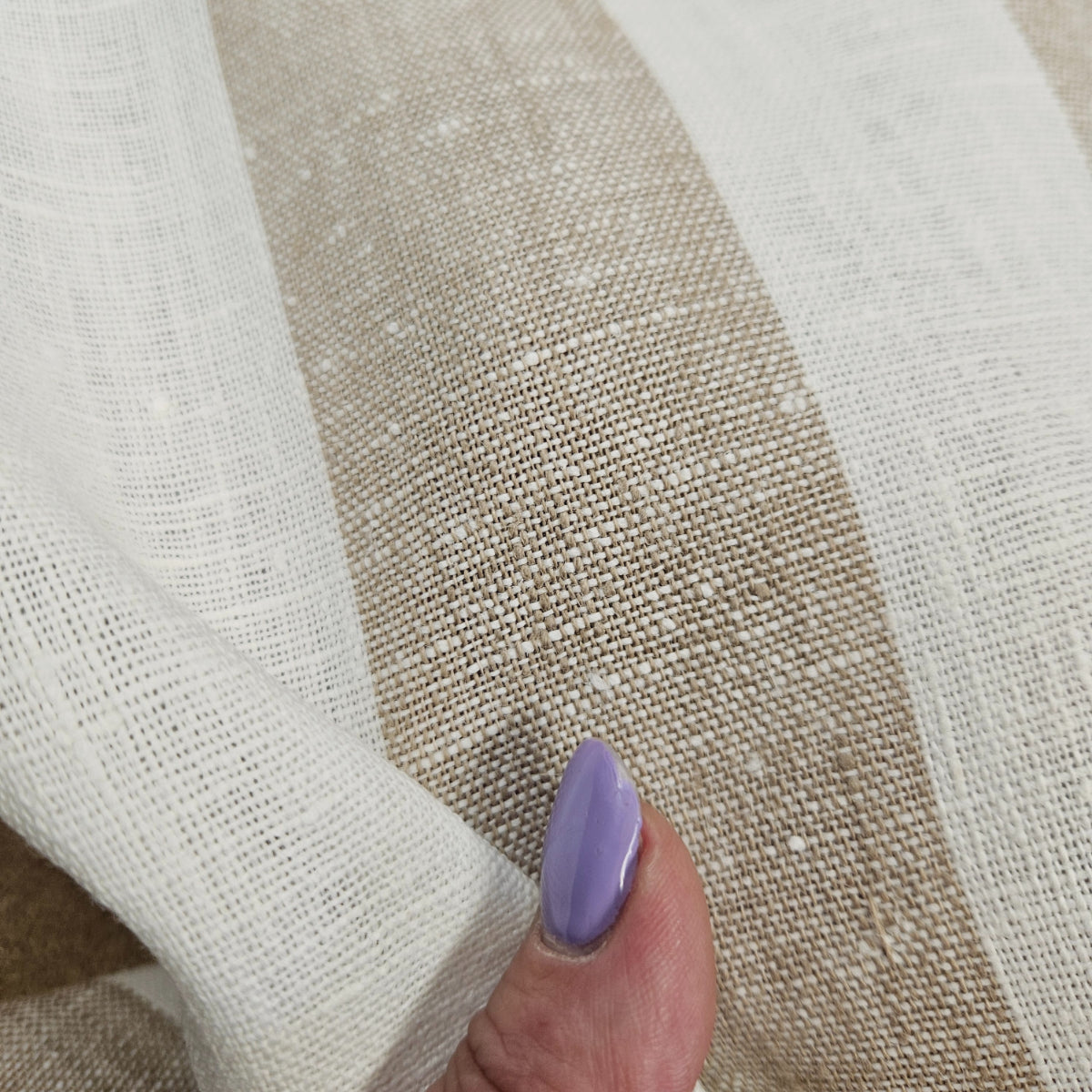 Maxi striped  - white natur - linen fabric - 510H