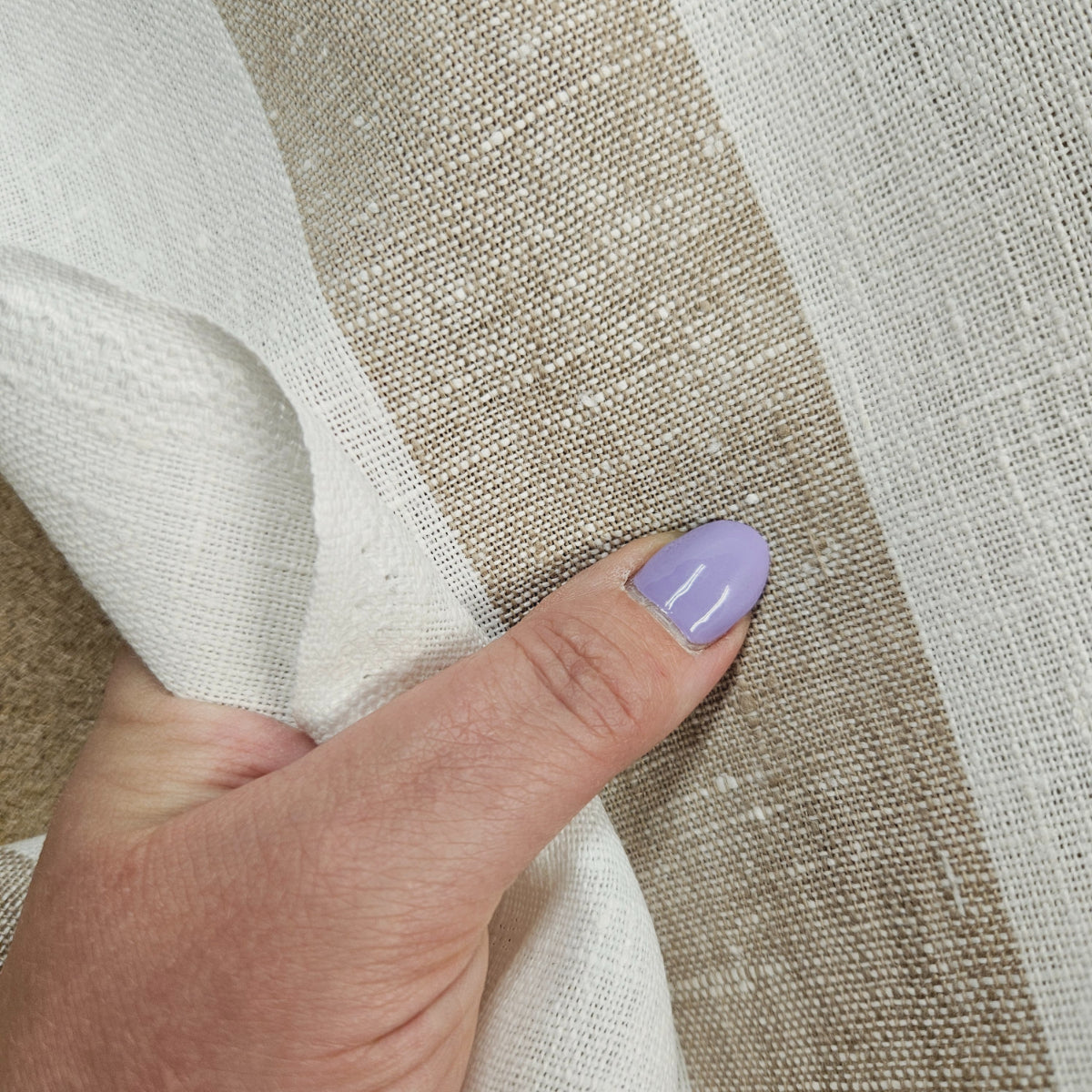 Maxi striped  - white natur - linen fabric - 510H