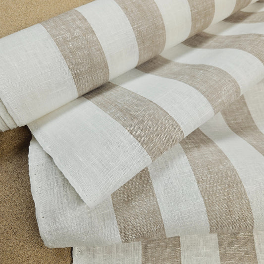 Maxi striped  - white natur - linen fabric - 510H