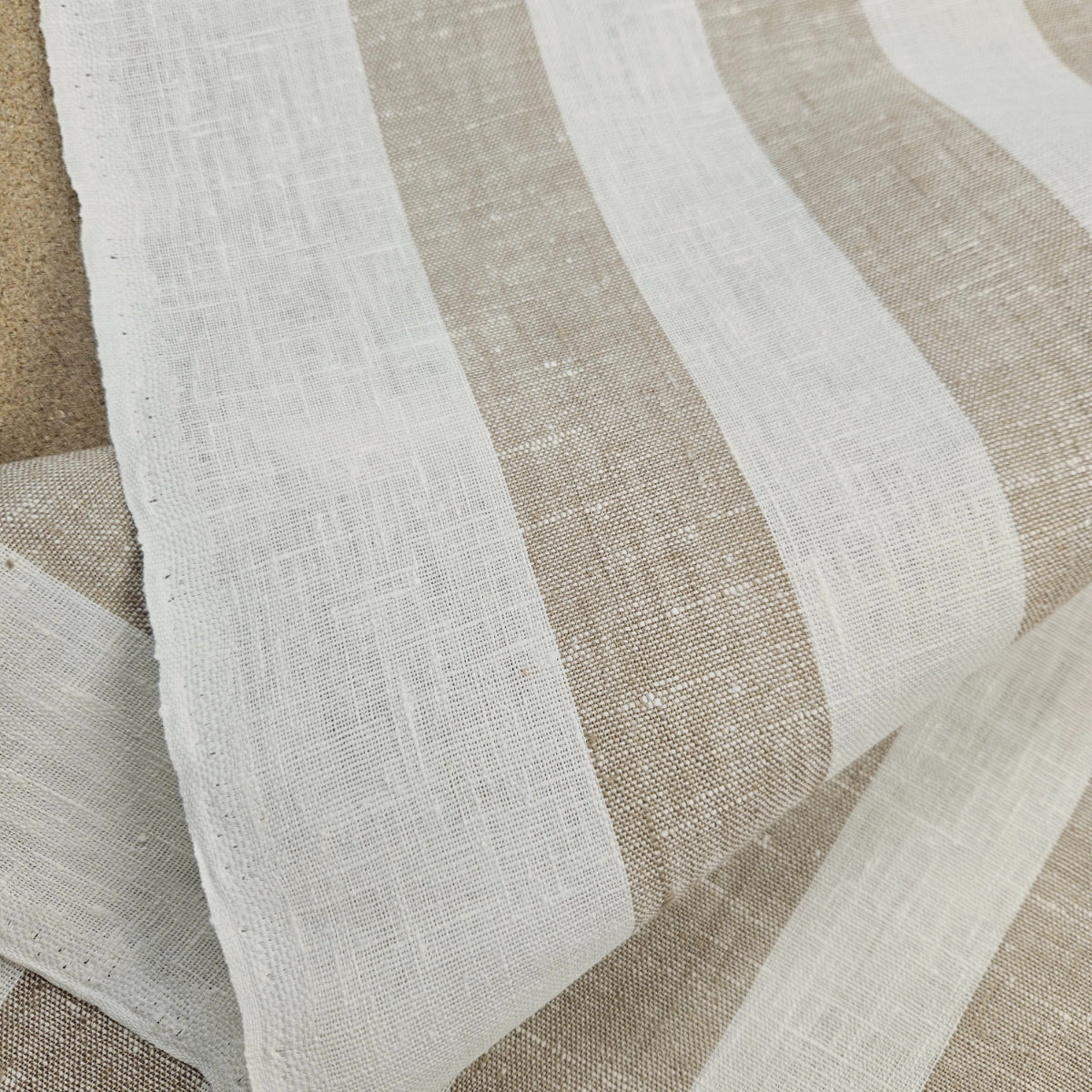 Maxi striped  - white natur - linen fabric - 510H