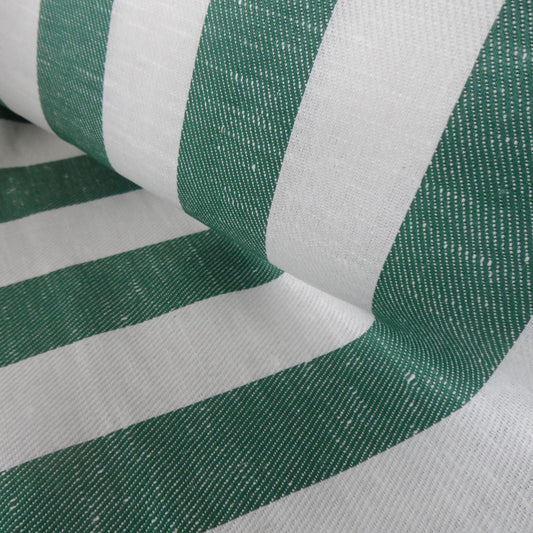 Maxi striped  - white green - linen fabric - 248M