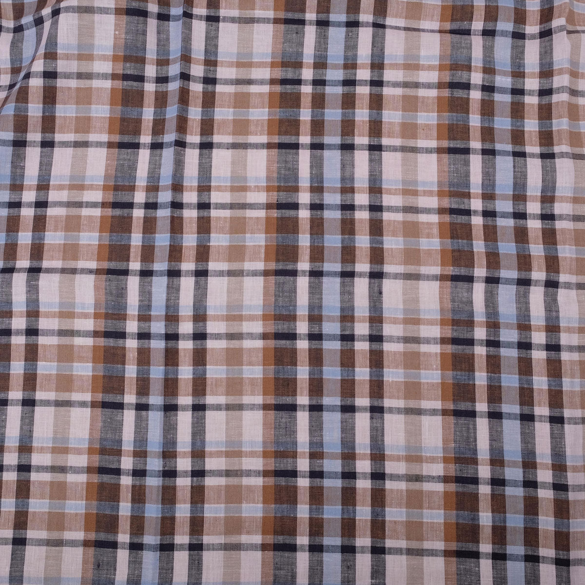 Tartain blue lightweight linen fabric - 112PL