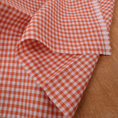 Classic check carrot red - linen fabric - 114LP