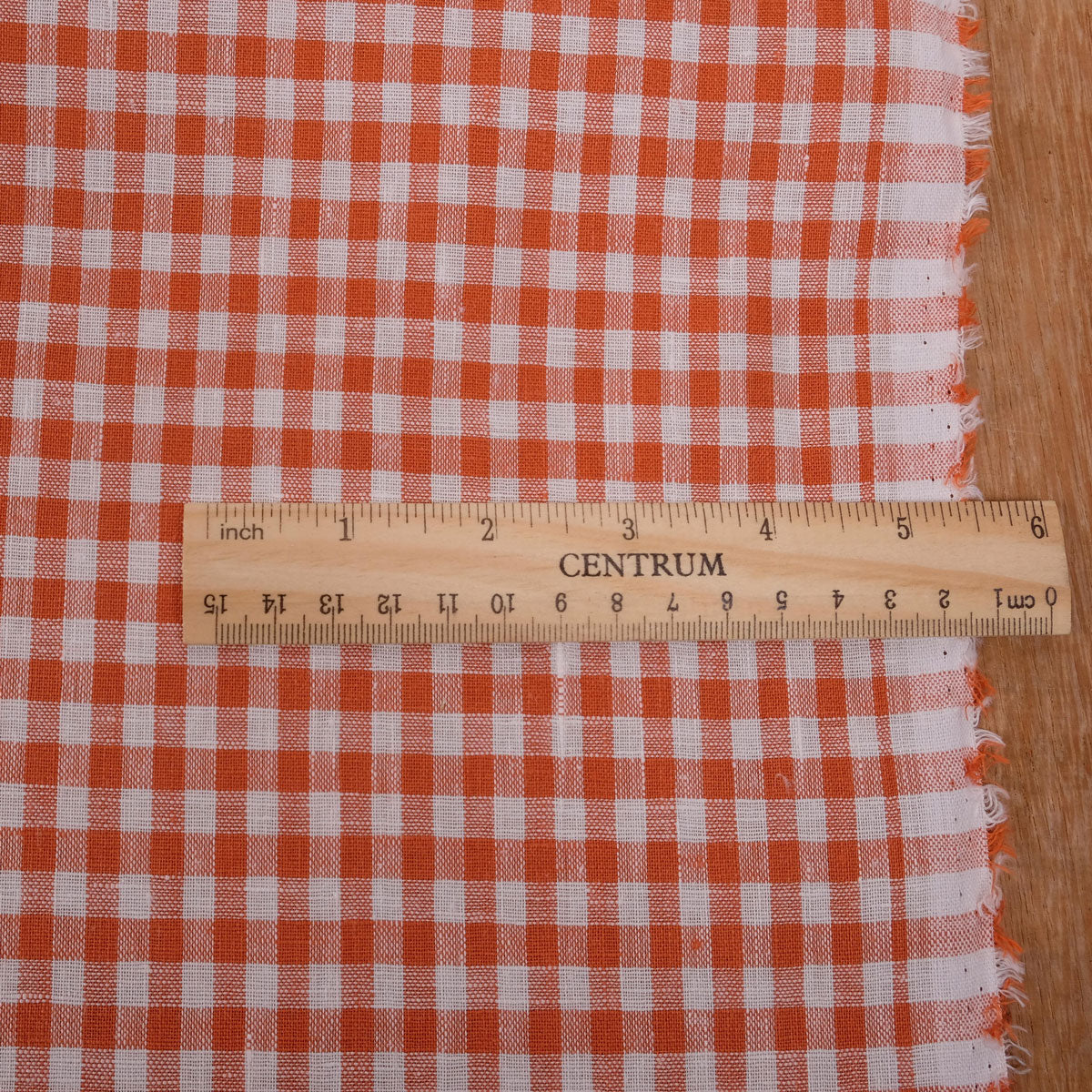 Classic check carrot red - linen fabric - 114LP