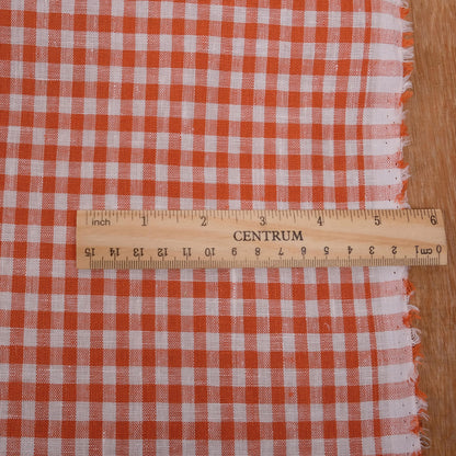 Classic check carrot red - linen fabric - 114LP