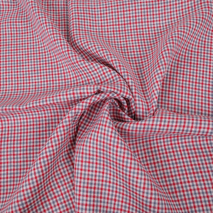 Check red grey - linen fabric - 117LP