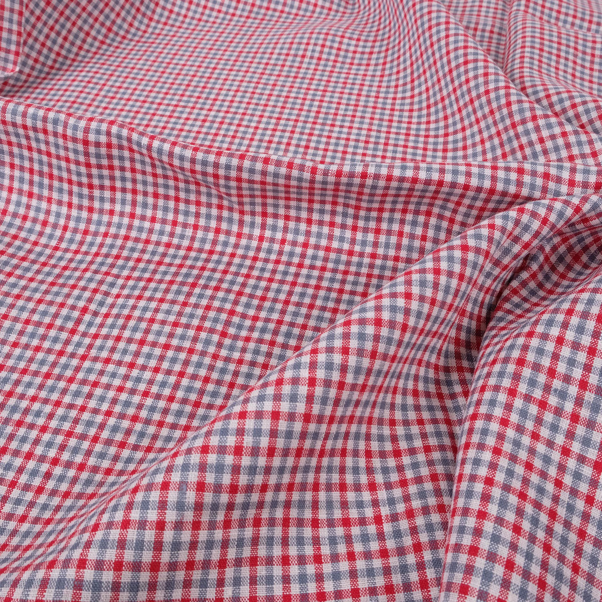 Check red grey - linen fabric - 117LP