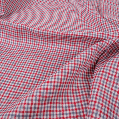 Check red grey - linen fabric - 117LP