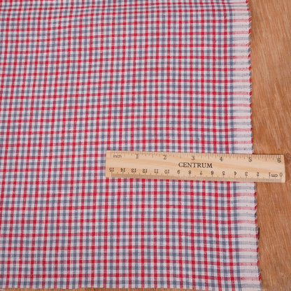 Check red grey - linen fabric - 117LP