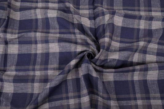 Tartain purple  - linen fabric - 107P