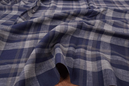 Tartain purple  - linen fabric - 107P