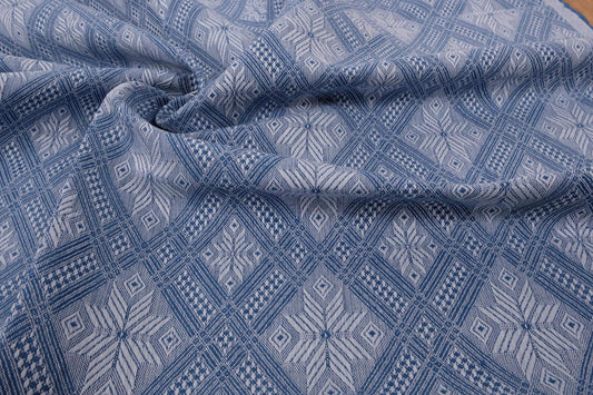 Bajore - Jacquard Blue Geometric - linen fabric - 108P