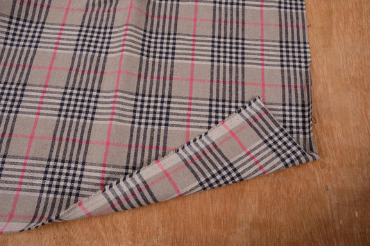 Tartan brown- heavy linen fabric-  118M